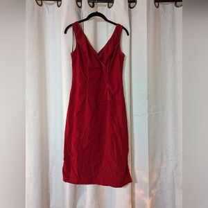 Vintage 2000s Express Red Dress With White Contrast Stitching And Walking Vents